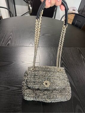 Kate Spade tweed Black & Cream Chain-Handle Shoulder Bag